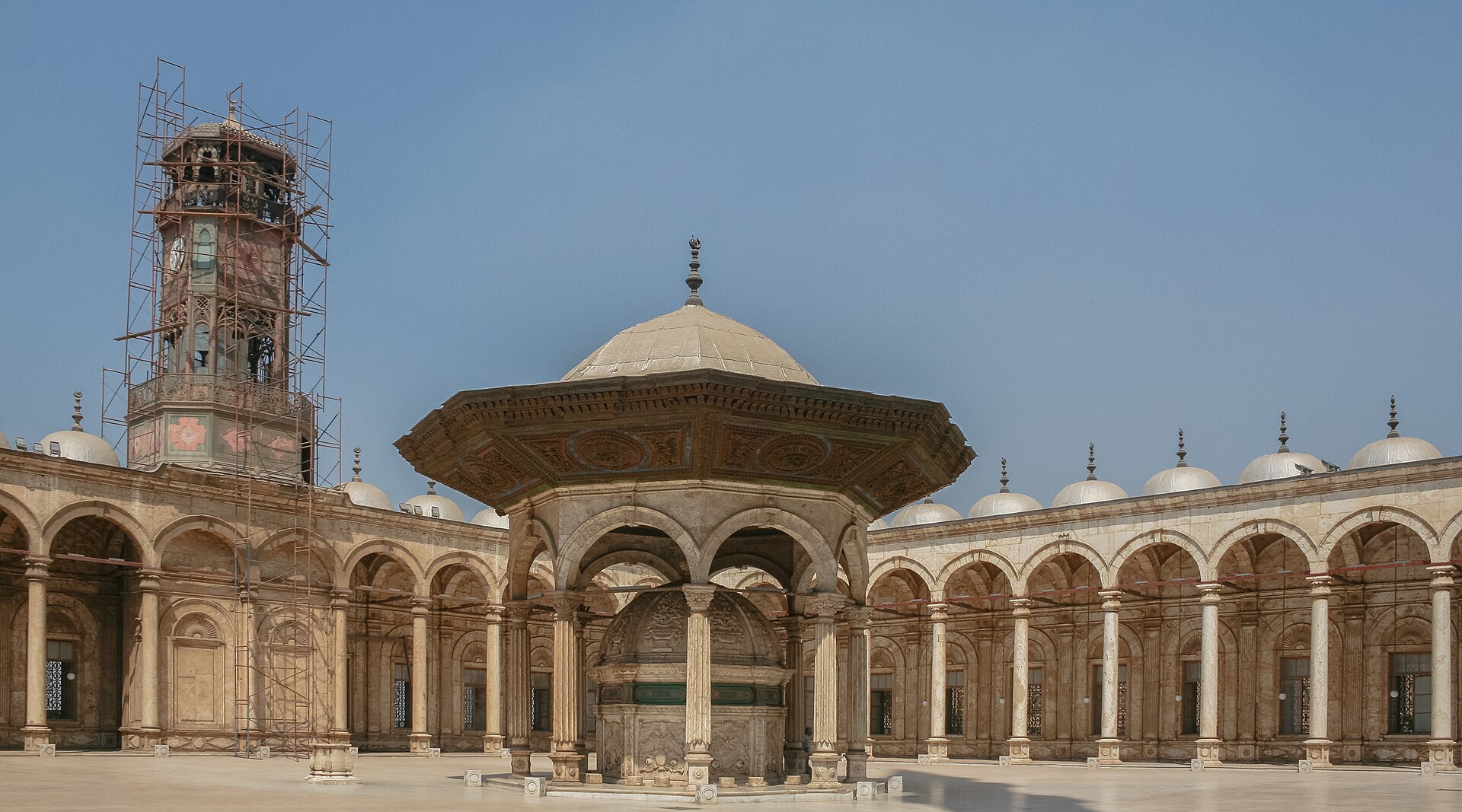 Domed silhouette of the Mosque of Muhammad Ali at the Cairo Citadel